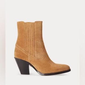 Polo Ralph Lauren Women's Lowrey Suede Cowboy Boot in Sand Size 8B